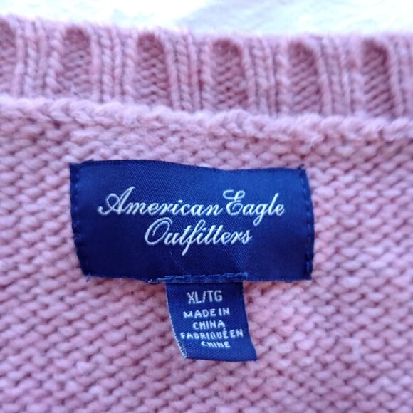 American Eagle Y2K LooseOpen Weave Sweater XL Wool Blend Nordic Faire Isle Look - Picture 2 of 9